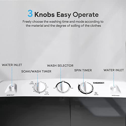 ENGiNDOT Portable Washing Machine, 7.7Lbs/3.5Kg Fully Automatic Compact Washer with Drain Pump, 10 Wash Programs, LED Display, Air Dry Mode, Ideal Laundry Washing Machine for Apartment/RV/Dorm/Camping (Twin-tub)