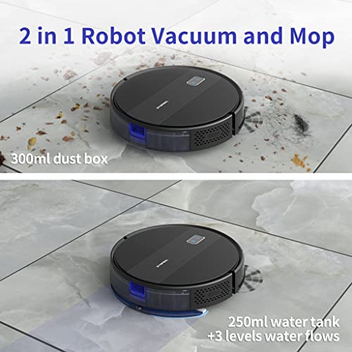 SYSPERL 2 in 1 Robot Vacuum and Mop, 2600Pa Robot Vacuum Cleaner with Mapping Technology, WiFi/Alexa/APP/Remote Control Self Charging Vacuum for Hardwood Floors, Carpet, Ideal for Pet Hair