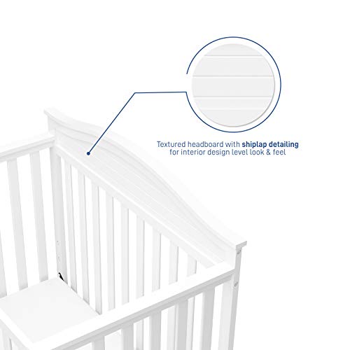 Graco Stella 4-in-1 Convertible Mini Crib (White) – GREENGUARD Gold Certified, Converts to Daybed and Twin-Size Bed, Includes Bonus 2.75-inch Mini Crib Mattress, Mini Crib with Mattress Included