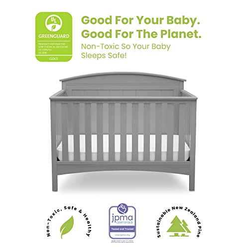 Delta Children Archer Solid Panel 4-in-1 Convertible Baby Crib - Greenguard Gold Certified, Grey