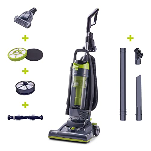BLACK+DECKER Bagless Upright Vacuum Cleaner with Anti-Allergen HEPA Filer, Corded 1,200 Watt Motor & 5-Position Carpet Height Settings, Gray (BDXURV309G)