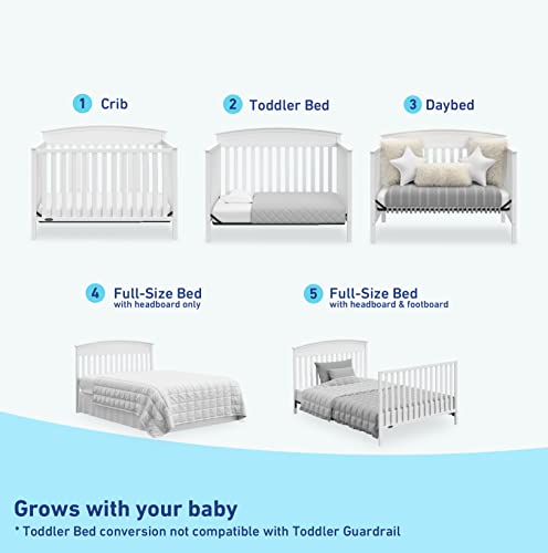 Graco Benton 5-in-1 Convertible Crib (White) – GREENGUARD Gold Certified, Converts from Baby Crib to Toddler Bed, Daybed and Full-Size Bed, Fits Standard Full-Size Crib Mattress