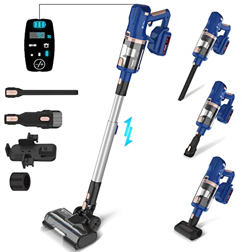 UMLo Cordless Vacuum Cleaner with LED Dsiplay, Up to 60min Runtime, 265W 25Kpa Suction Stick Vacuum, 4000mAh Rechargeable Battery Vacuum, 8 in 1 Lightweight Vacuum for Pet Hair Carpet Hard Floor,V111