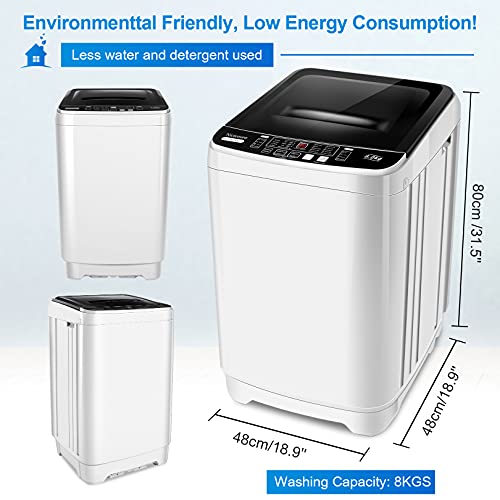 Washing Machine Nictemaw Portable Washer 1.73 Cu.ft/17.6Lbs Capacity Full-Automatic Compact Laundry Washer With Drain Pump, 10 programs Selections with LED Display Ideal for Home/Apartments/Dorms/RV