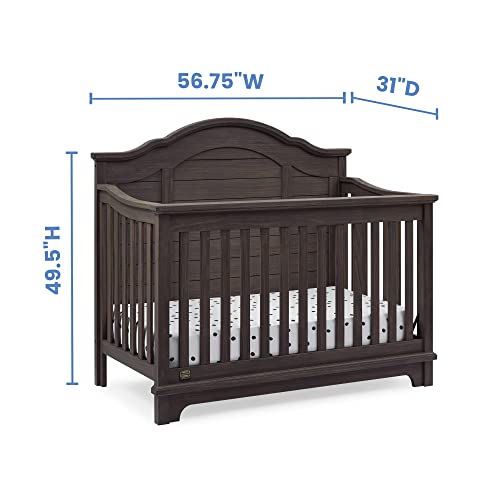 Simmons Kids Asher 6-in-1 Convertible Crib with Toddler Rail, Greenguard Gold Certified, Rustic Grey