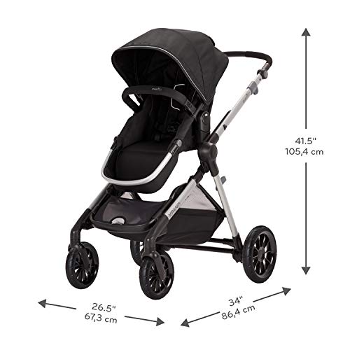 Evenflo Pivot Xpand Modular Stroller, Baby Stroller, Converts to Double Stroller, 4 Modes, Durable Construction, Extra-Large Storage Basket, Compact Folding Design, 55-lb Capacity, Stallion Black