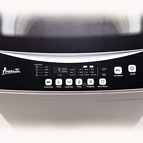 Avanti STW16D0W Portable Washing Machine 1.6 Cu. Ft. Capacity, Top Loading with Hot and Cold Water Inlets, 6 Cycles, Compact for Apartments Dorms and RVs, White