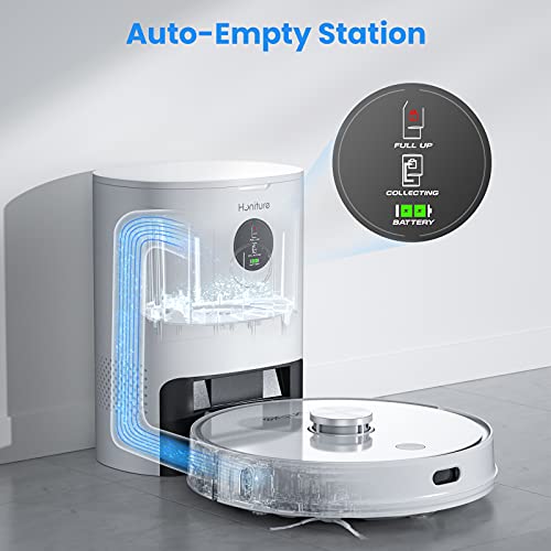 HONITURE Q6pro Robot Vacuum Cleaner, Self Emptying Robot Vacuum And Mop Combo, 3000Pa Suction, LIDAR Navigation, Multi-Floor Mapping, Virtual Boundary, Ideal For Pet Hair And Hard Floor Carpet (White)