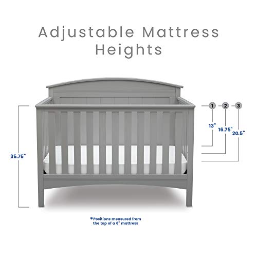 Delta Children Archer Solid Panel 4-in-1 Convertible Baby Crib - Greenguard Gold Certified, Grey