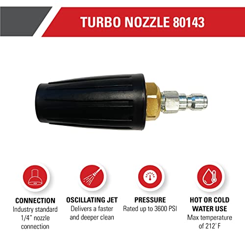 SIMPSON Cleaning MSH3125 MegaShot 3200 PSI Gas Pressure Washer & 80143 3600 PSI Universal Turbo Pressure Washer Nozzle, 1/4-Inch Quick Connect, Hot- or Cold-Water Use