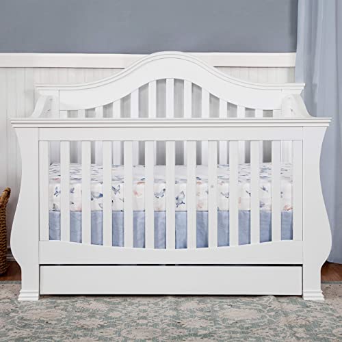 Million Dollar Baby Classic Ashbury 4-in-1 Convertible Crib with Toddler Bed Conversion Kit in White, Greenguard Gold Certified