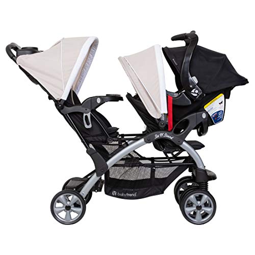 Baby Trend Sit N Stand Compact Easy Fold Toddler Baby Infant Double Stroller with Baby Trend Ally 35 Baby Infant Car Seat Carrier with Cozy Cover