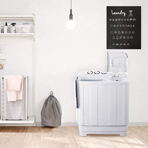 Frifer Twin Tub MIini Washing Machine, Compact Semi-Automatic 15 Lbs Washer and 10Lbs Dryer, Portable Washer Machine with Timer Control for Apartment, Dorms, RVs, Camping, White