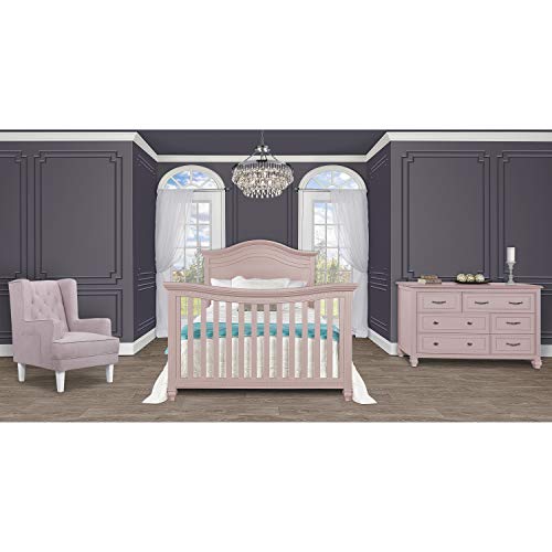 Evolur Madison 5-in-1 Curved Top Convertible Crib in Blush Pink