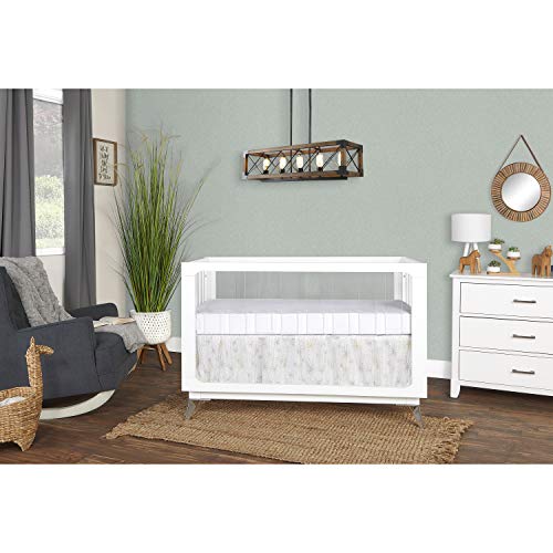 Evolur Acrylic Millennium 4-in-1 Convertible Crib I Modern Full Size Crib I Baby Crib I Easily Coverts to Toddler Bed & Dayday I  Adjustable Mattress Support Base I Acrylic Slats I in White to Reflect