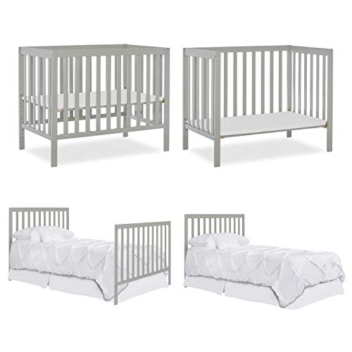 Dream On Me, Edgewood 4-in-1 Convertible Mini Crib, Cool Grey , 40x25x33 Inch (Pack of 1)