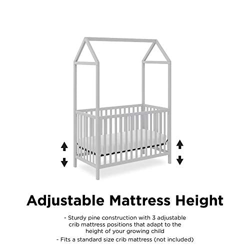Little Seeds Rowan Valley Skyler 3-in-1 Convertible Crib with Canopy, Dove Gray
