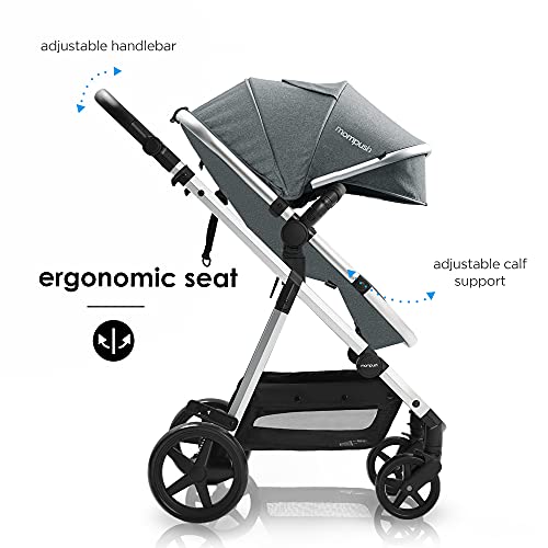 Mompush Meteor Next 2.0, 2-in-1 Baby Stroller with Bassinet Mode - Compatible with Major Infant Car Seat, Adapter Included - Stable Bassinet Stroller Combo, Full-Size Baby Strollers for Family Outings