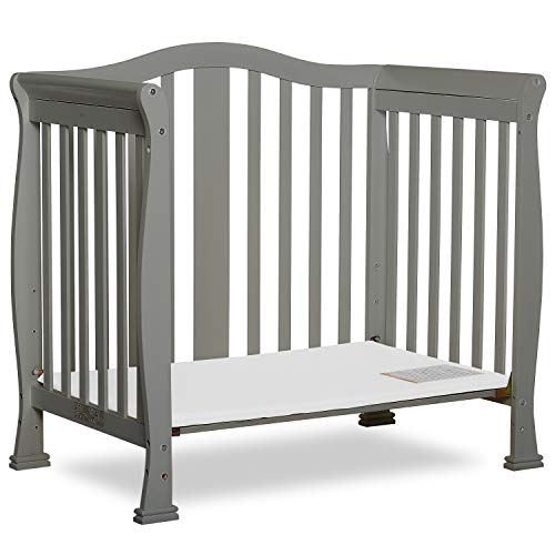 Dream On Me Addison 4-in-1 Convertible Mini Crib in Cool Grey, Greenguard Gold Certified, 42 pounds