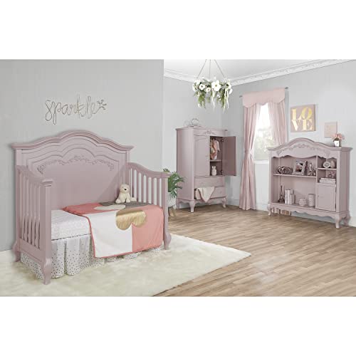 Evolur Aurora 5-in-1 Convertible Crib, Dusty Rose, Greenguard Gold Certified