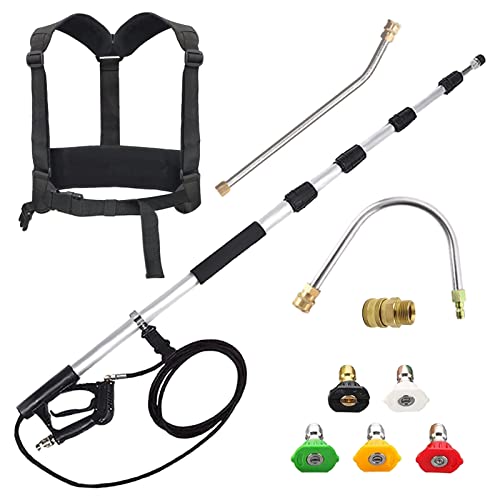 jOYjOB Pressure Washer Extension Wand 18ft with Gutter Cleaner Attachment Harness Commercial Telescoping Power Washer Wand Lance