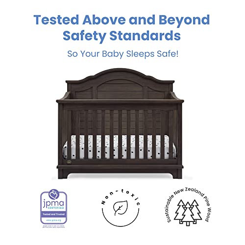 Simmons Kids Asher 6-in-1 Convertible Crib with Toddler Rail, Greenguard Gold Certified, Rustic Grey