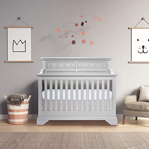 Sweetpea Baby Fairview 4-in-1 Convertible Crib in Silver Grey Pearl, Greenguard Gold Certified
