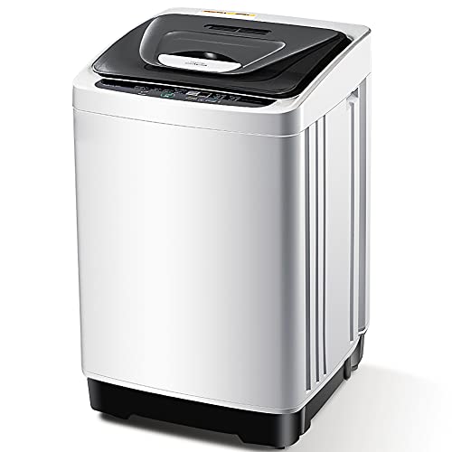 Full Automatic Portable Washing Machine, 15 lbs Washer and Dryer Combo, Small 2 in 1 Laundry Clothes Washer with Drain Pump, Wheels, LED Display for Apartment, Camping, Rv, Sink
