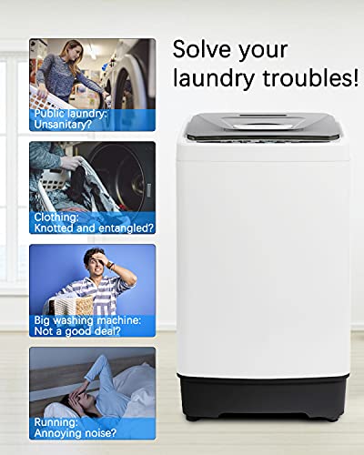Superday Portable Full-Automatic Washing Machine Washer and Spin Dryer 8 Programs and LED Display Top Load Cloth Cleaner for Apartments,Home,RVs