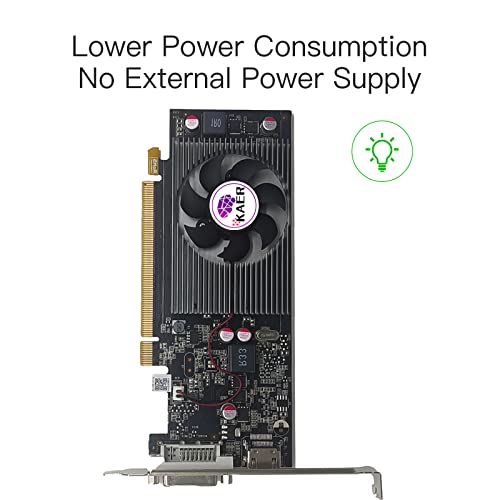 KAER GeForce GT 1030 2GB GDDR5 Low Profile Graphics Card 64 Bi DirectX 12 PCI Express 3.0 x4 Dual Monitors of DVI and HDMI, Nvidia PC Gaming Video Card