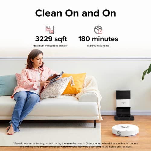 roborock Q7 Max+ Robot Vacuum and Mop with Auto-Empty Dock Pure, Hands-Free Cleaning for up to 7 Weeks, APP-Controlled Mopping, 4200Pa Suction, No-Mop&No-Go Zones, 180mins Runtime, Works with Alexa