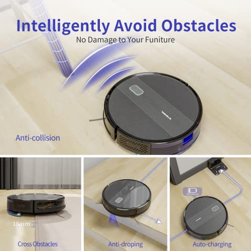 SYSPERL 2 in 1 Robot Vacuum and Mop, 2600Pa Robot Vacuum Cleaner with Mapping Technology, WiFi/Alexa/APP/Remote Control Self Charging Vacuum for Hardwood Floors, Carpet, Ideal for Pet Hair