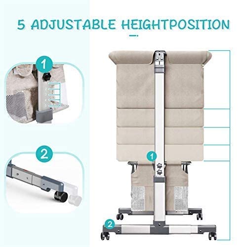 3in1 Bedside Crib for Baby Girl or Boy, Bedside Sleeper Crib for Baby Portable and Adjustable Crib with Mosquito net for Newborn Baby,Deep Khaki