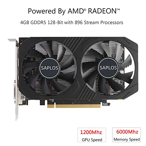 SAPLOS AMD Radeon RX 560 Graphics Card,4GB,GDDR5,128-Bit,DisplayPort/HDMI/DVI,PCI Express 3.0 x8, Computer GPU,PC Video Card for Gaming,2X Cooling Fans,Support 4K,DirectX 12
