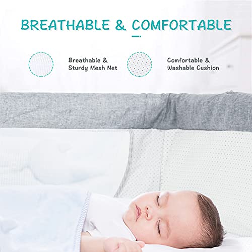 Bedside Sleeper Bedside Crib, Baby Bassinet 3 in 1 Travel Baby Crib,Bedside Bassinet co Sleeper with Breathable Net,Infant Bassinet for Bed (Gray)
