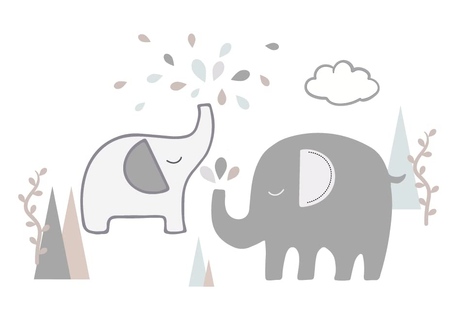 6 PC Elephant Crib Bedding Sets for Baby Boys,Grey/White Crib Set with Crib Skirt/Quilt/Crib Sheet/3 Wall Stickers