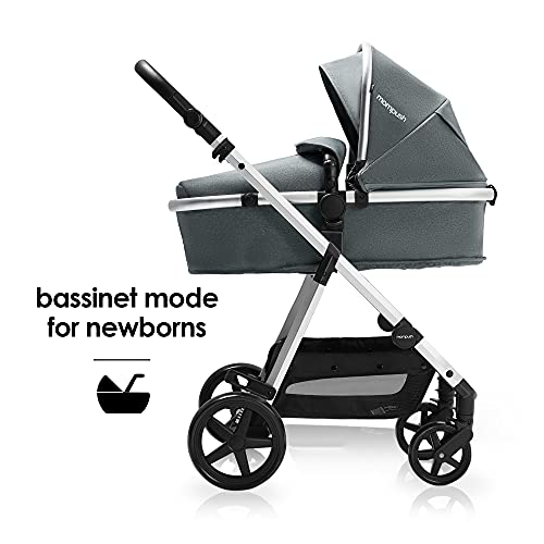 Mompush Meteor Next 2.0, 2-in-1 Baby Stroller with Bassinet Mode - Compatible with Major Infant Car Seat, Adapter Included - Stable Bassinet Stroller Combo, Full-Size Baby Strollers for Family Outings