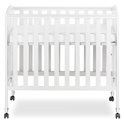 Dream On Me 3 in 1 Portable Folding Stationary Side Crib in White, Greenguard Gold Certified, Mini Crib