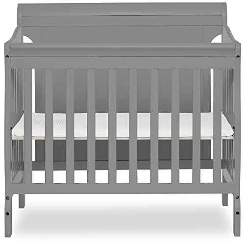 Dream On Me Alice 3-in-1 Full Panel Convertible Mini Crib, Storm Grey, Greenguard Gold Certified