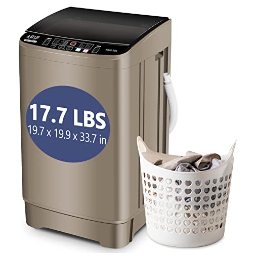 Krib Bling Full-Automatic Washing Machine with Drain Pump, 17.7lbs Compact Washer, 10 WashProgram & 8 Water Level, Ideal for Apartment, Dorm, RV