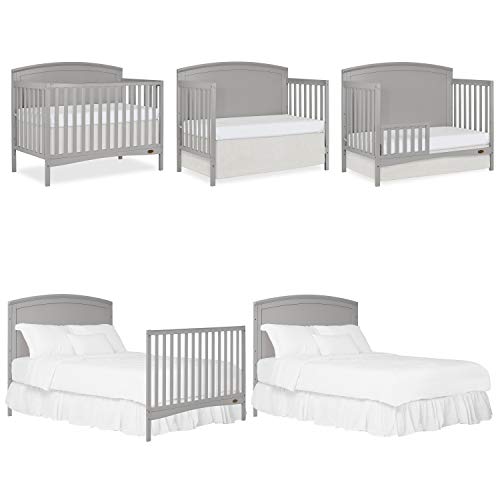 Dream On Me Eden 5-in-1 Convertible Full Panel Crib in Pebble Grey