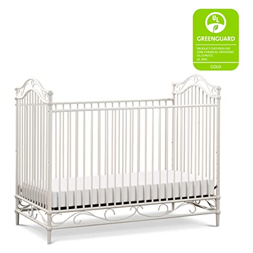 Million Dollar Baby Classic Camellia 3-in-1 Convertible Metal Crib in Vintage White, Greenguard Gold Certified
