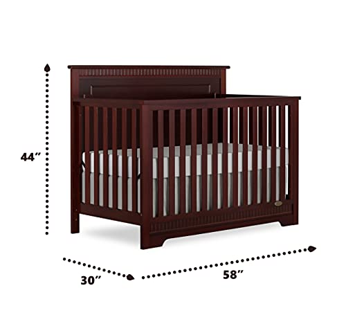 Dream On Me Morgan 5-in-1 Convertible Crib in Cherry, Greenguard Gold Certified, 55x30x44.5 Inch (Pack of 1)
