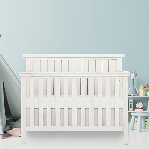 Sweetpea Baby Red Wood 4-in-1 Convertible Crib in Weathered White, Greenguard Gold Certified , 58x30x47 Inch (Pack of 1)