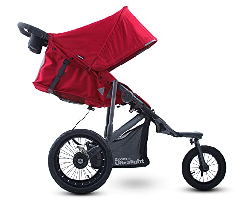 Joovy Zoom 360 Ultralight Jogging Stroller, Large Canopy, Lightweight Jogger, Extra Large Air Filled Tires, Red