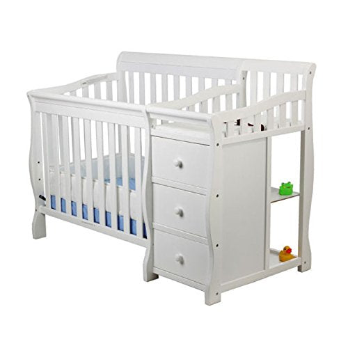 Dream On Me Jayden 4-in-1 Mini Convertible Crib And Changer in White, Greenguard Gold Certified, 56.75x29x41 Inch (Pack of 1)