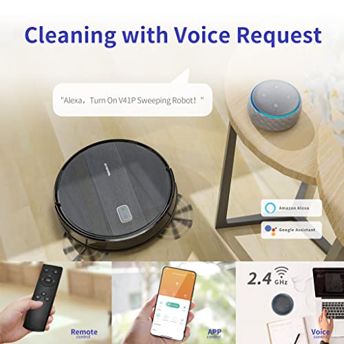 SYSPERL 2 in 1 Robot Vacuum and Mop, 2600Pa Robot Vacuum Cleaner with Mapping Technology, WiFi/Alexa/APP/Remote Control Self Charging Vacuum for Hardwood Floors, Carpet, Ideal for Pet Hair