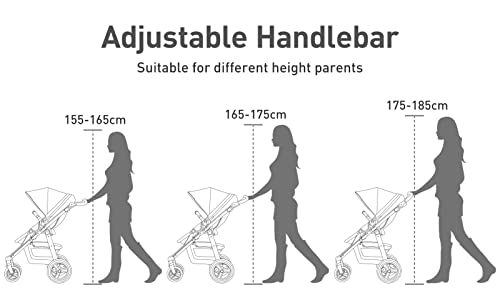 HAGADAY Baby Stroller, Stroller for Newborn and Toddler, Infant Stroller with Reversible Seat(Gray)