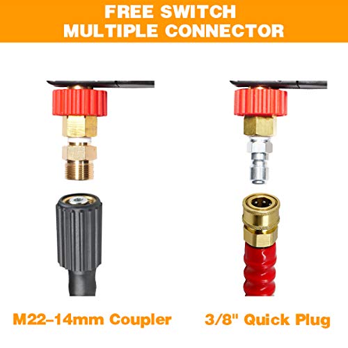 Pressure Washer Short Gun,Commercial Grade 5000 PSI / 10.5 GPM, Best for Gas Power Washer, 3/8" Swivel QC Plug 1/4" Quick Socket, with Spray Nozzle Tips