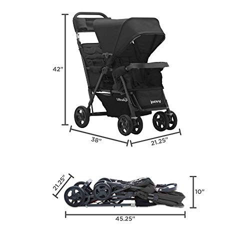 Joovy Caboose Too Ultralight Graphite Stroller, Stand on Tandem, Double Stroller, Black